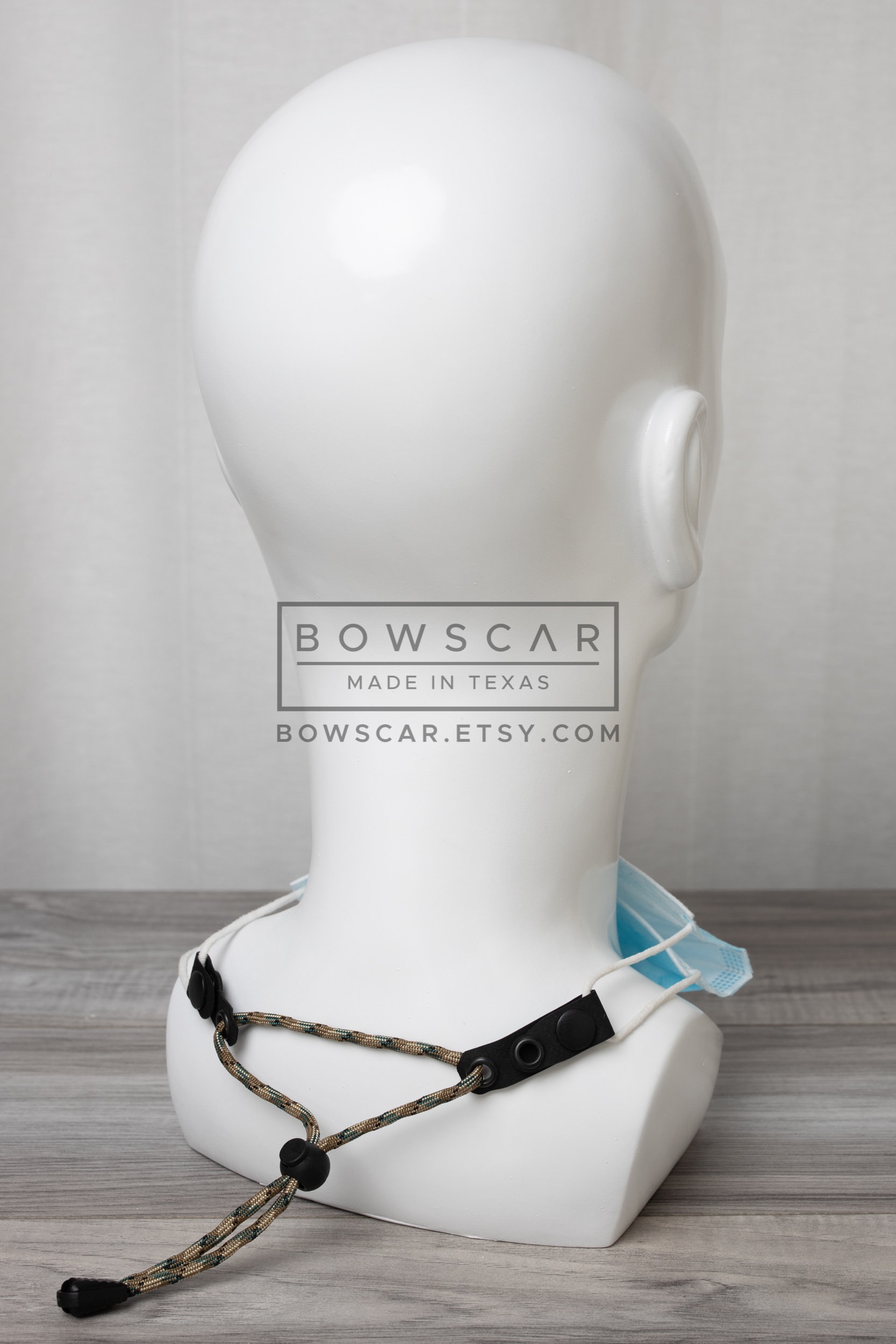 Face Mask Ear Saver Strap, Laser Cut Black Neoprene Coated Abrasion ...