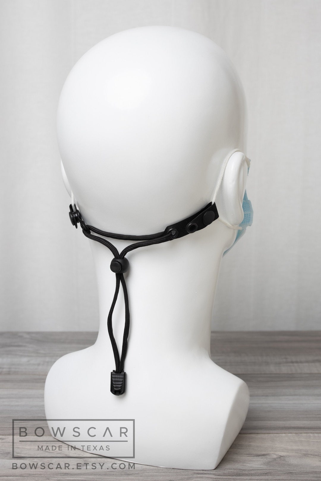 Face Mask Ear Saver Strap, Laser Cut Black Neoprene Coated Abrasion ...