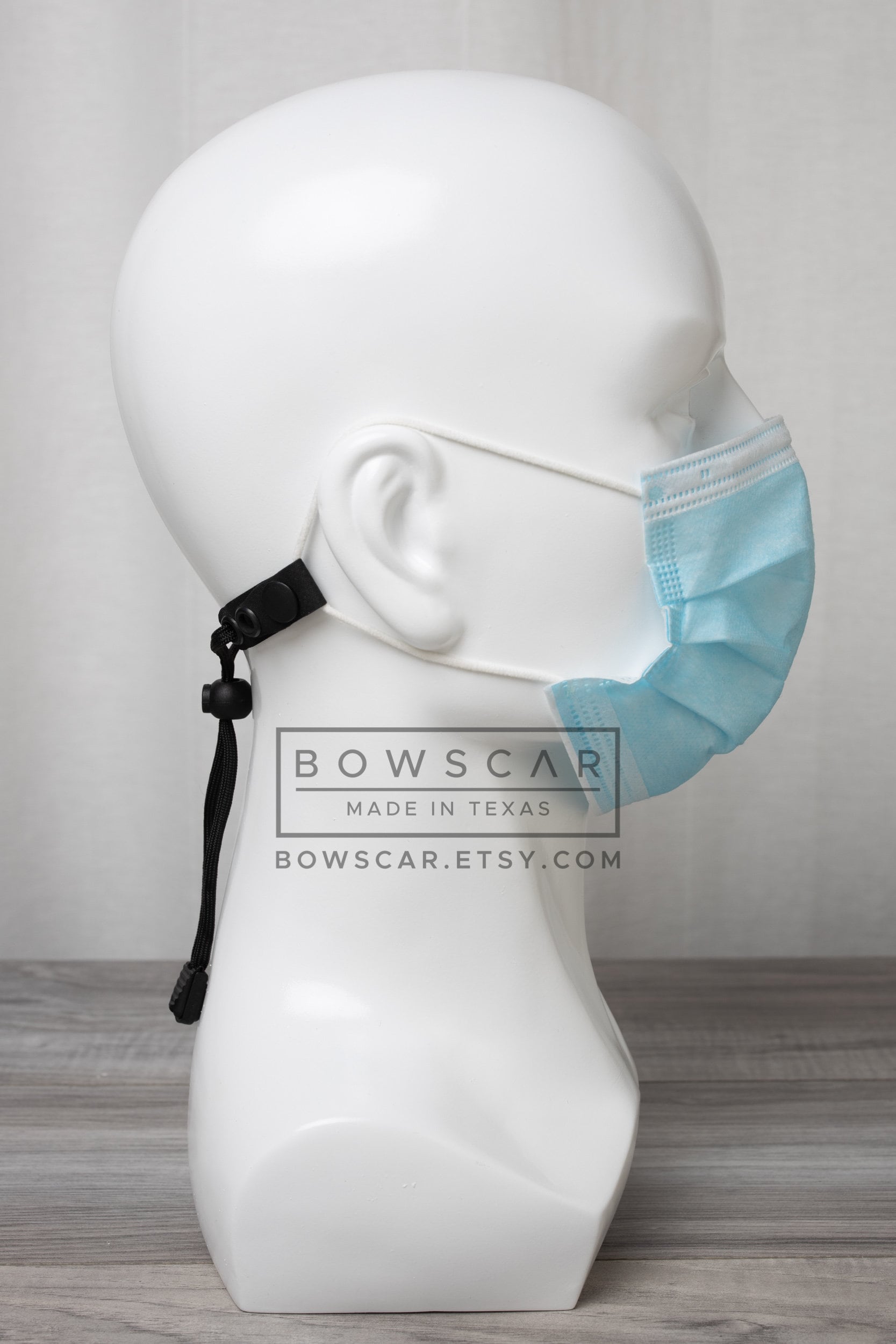 Face Mask Ear Saver Strap, Laser Cut Black Neoprene Coated Abrasion ...