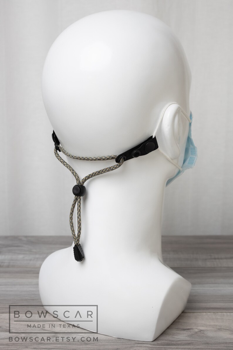 Face Mask Ear Saver Strap, Laser Cut Black Neoprene Coated Abrasion ...