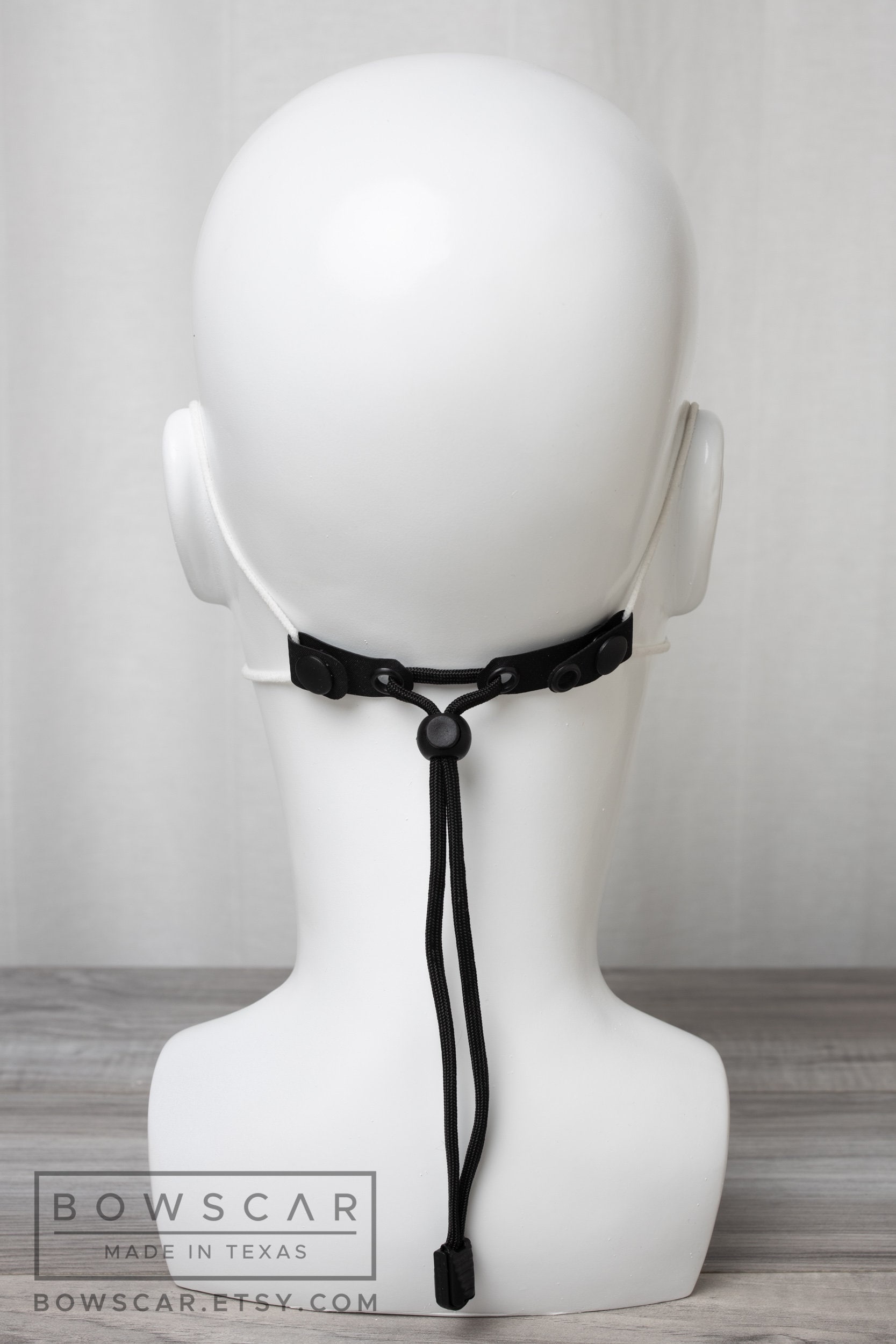Face Mask Ear Saver Strap, Laser Cut Black Neoprene Coated Abrasion ...