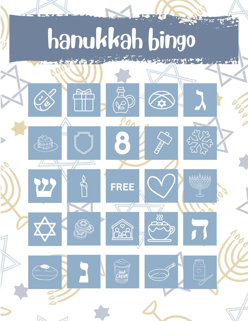 Hanukkah Bingo Printable 15 Unique Cards, All Ages, Great for Children ...