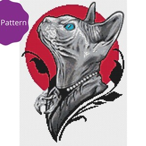 Sphynx Cat Cross Stitch Pattern, Modern Art Counted Cross Stitch PDF Pattern, Instant Download