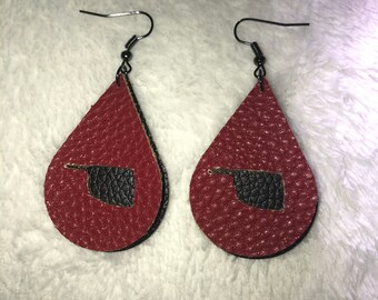 FTH Ohio State Buckeyes Boho Earrings with Red Suede