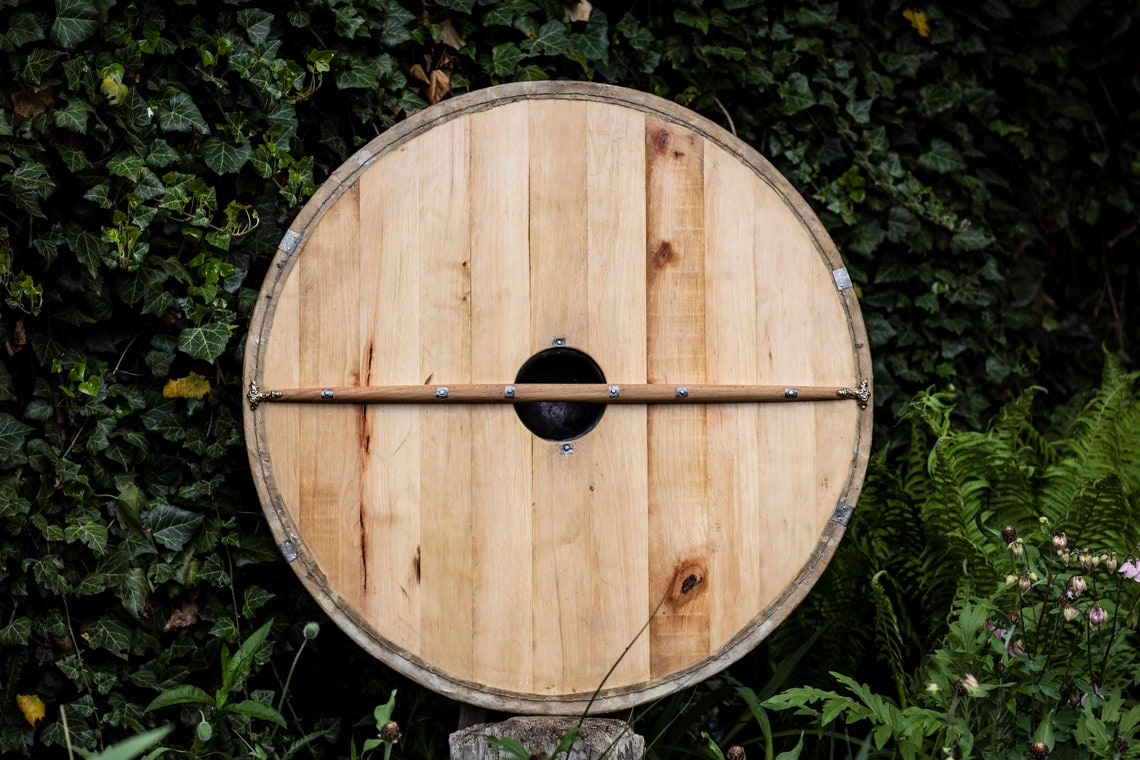 Elite Wooden Viking Shield Rawhide faceing bronze handle Etsy
