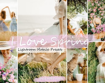 8 Spring Lightroom Mobile Presets, Natural preset, Instagram presets, real Green preset, Lifestyle presets, Mobile filter, Blogger presets