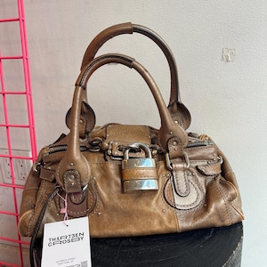 正規品 クロエ レザー ハンドバッグ ヴィンテージ カーキ アンティーク クロエ CHLOE パディントン ハンド バッグ ショルダー レザー