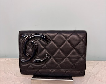 Chanel Cambon Wallet in Black with Pink Lining