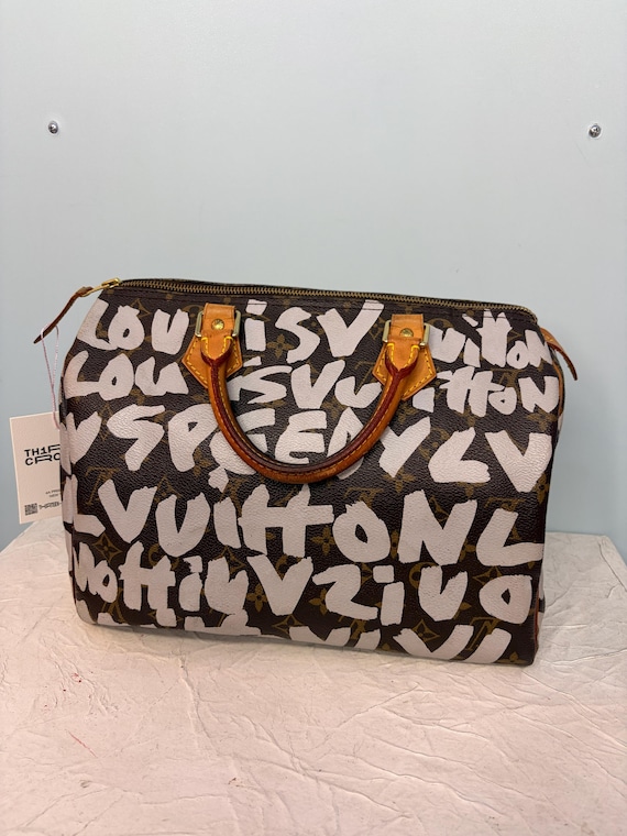 Louis Vuitton White Graffiti Speedy 30 - Etsy