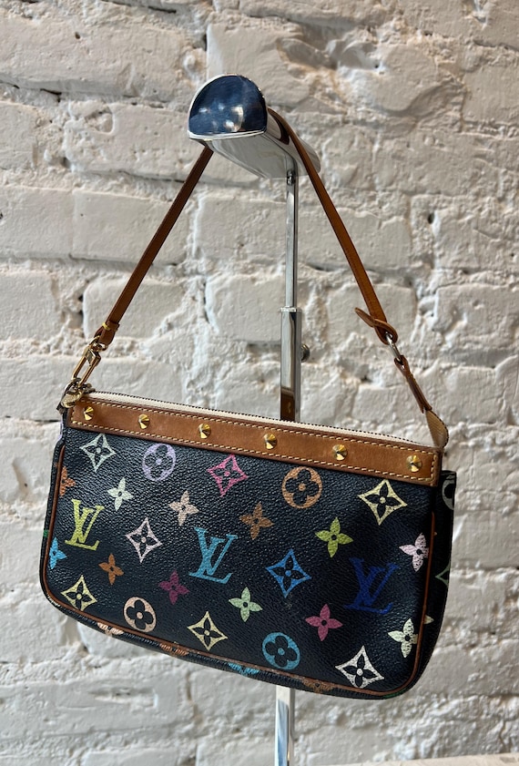 Louis Vuitton Murakami Multicolor Pochette in Black - Etsy