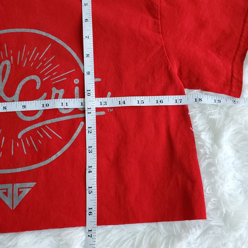 Crop Top Small Reworked Red Tee Girl Grit Short sleeve Top Womens Tshirt