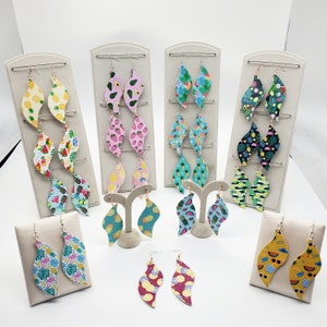 Handmade Earrings, Fruit and Floral Designs, 80s 90s Retro, Colorful French Hook