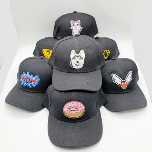 Handmade Black Hat, Iron On Patch, Adjustable Unisex Velcro, Novelty One of a Kind