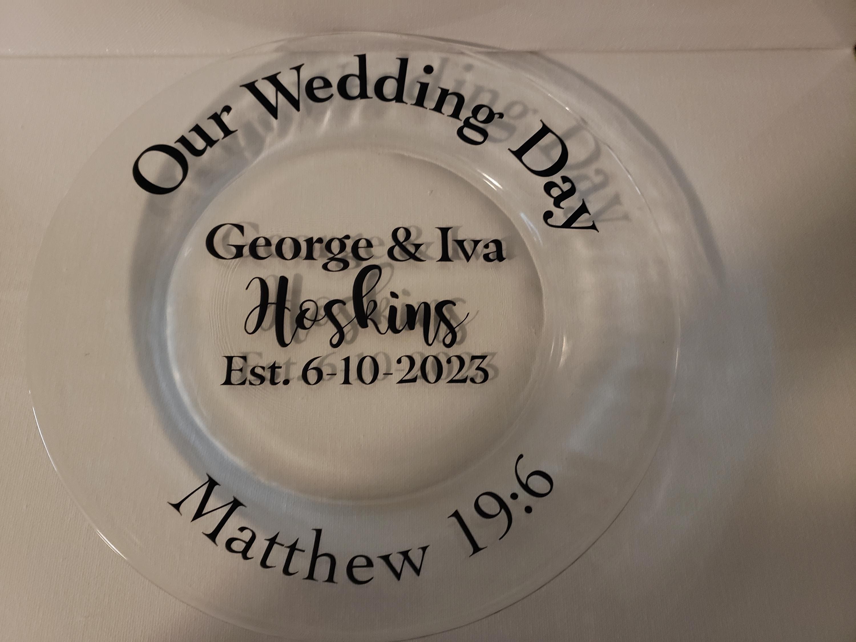 Custom Happy Anniversary 10.5 Inch Plate With Stand; Wedding Gift