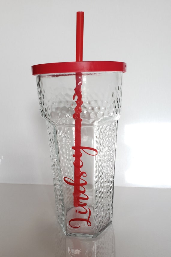 PERSONALIZED 22-oz Sipper Red, Blue or White Glass With Lid and Matching  Straw; JW Gift; Teacher Gift; Smoothie Cup; Custom Glass With Straw - Etsy