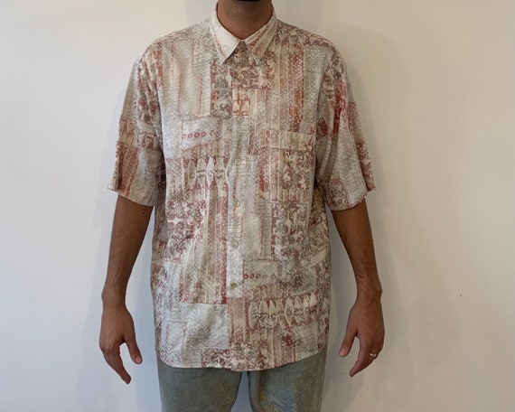 Vintage Size L -XL Men Short Sleeve Shirt Regular… - image 1