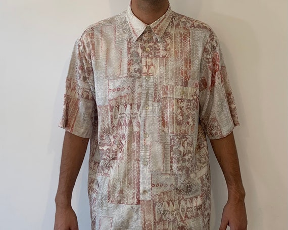 Vintage Size L -XL Men Short Sleeve Shirt Regular… - image 2