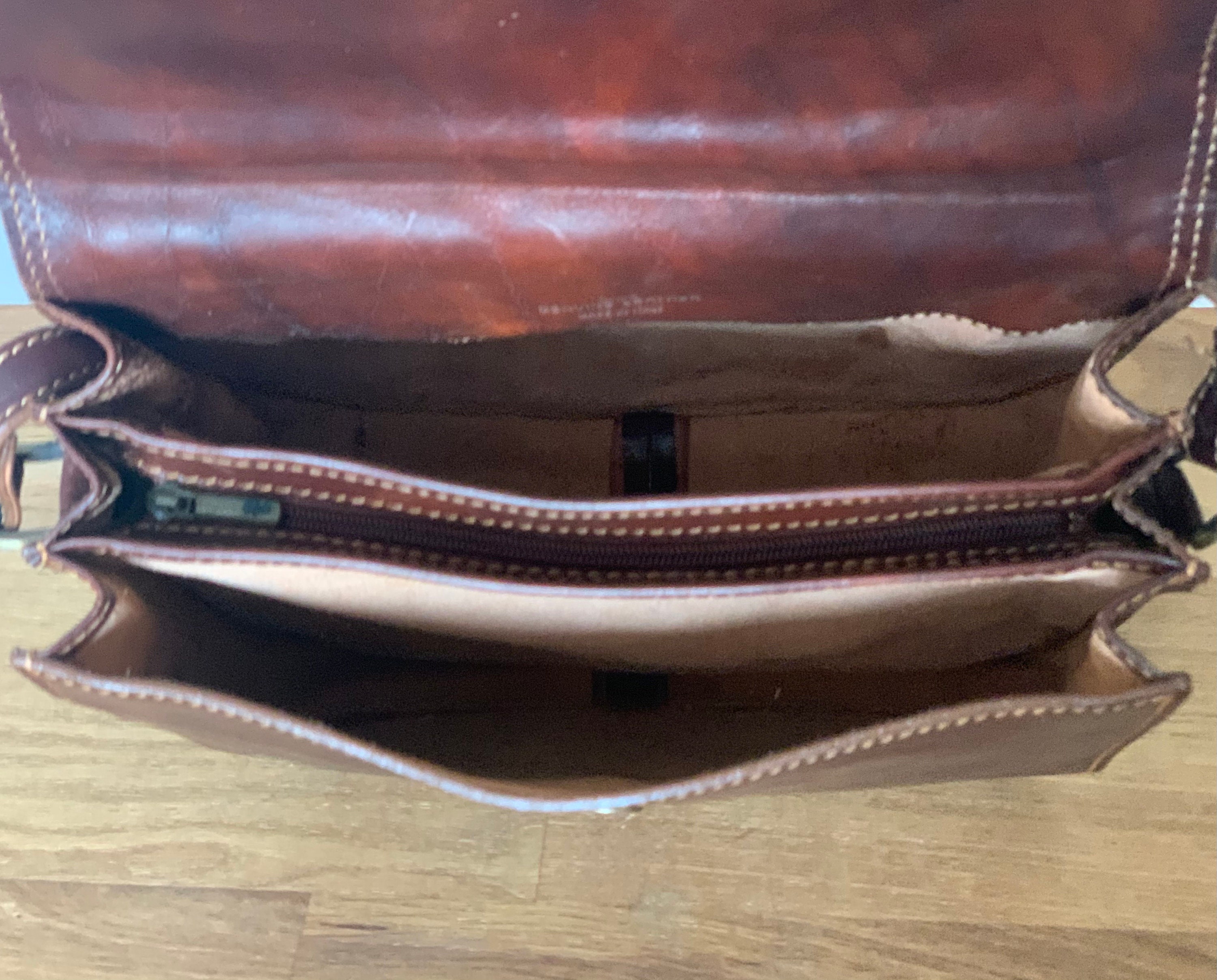 Vintage Dark Brown Leather Crossbody Shoulder Strap Bag Etsy UK