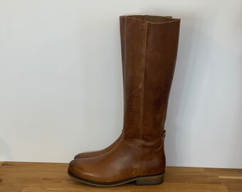 tall flat brown boots