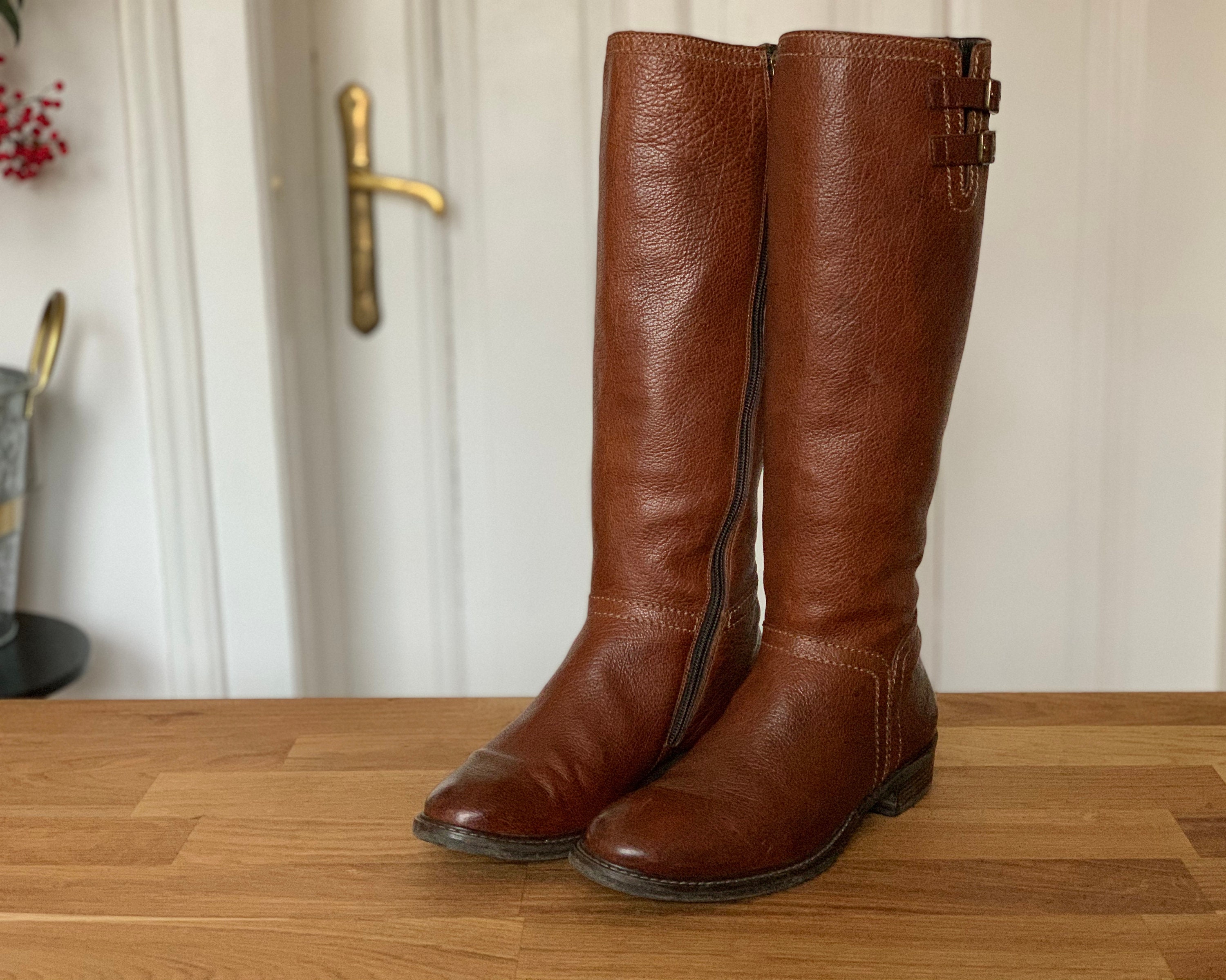 Brown Leather Riding Boots 36.5