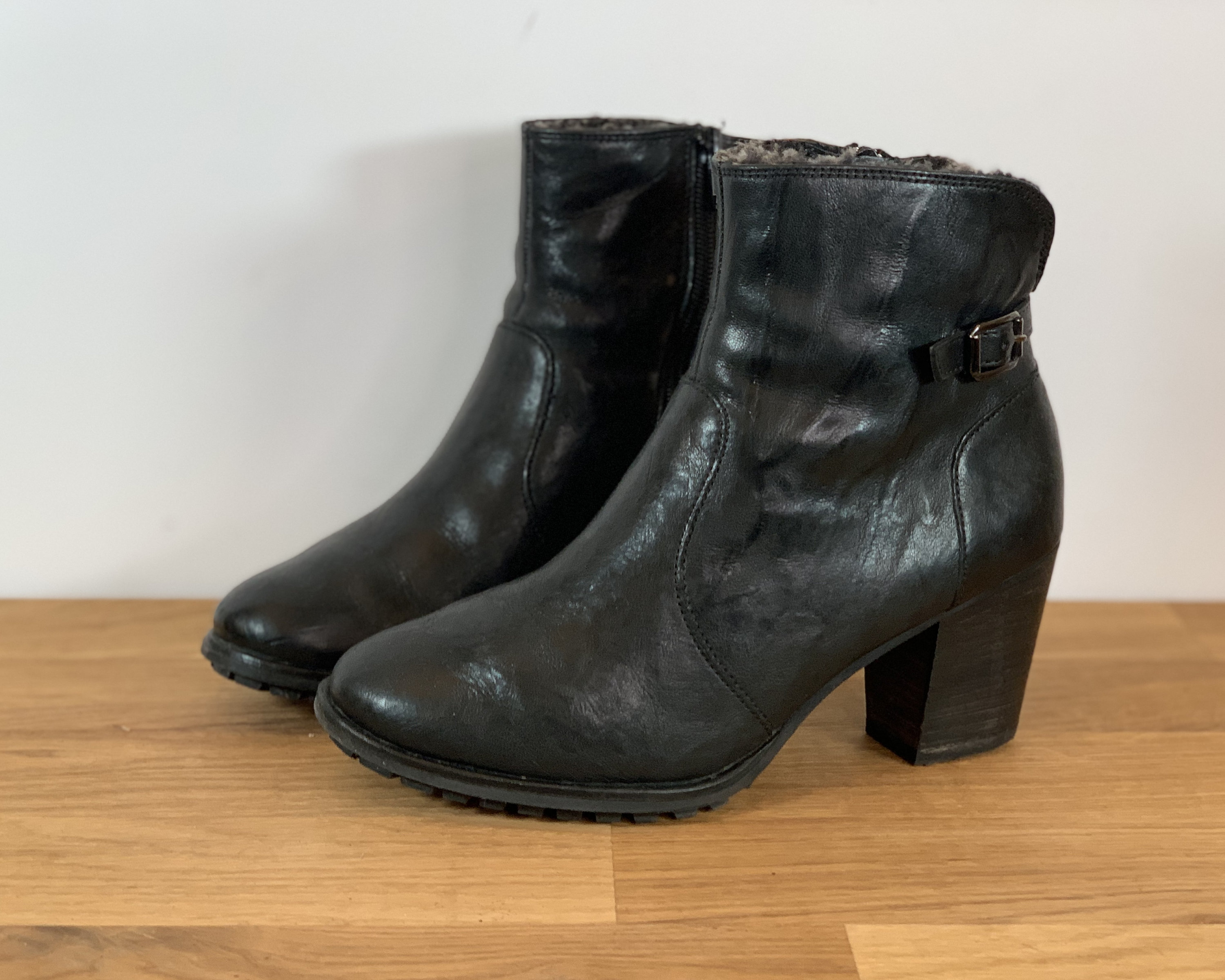 black small heel boots