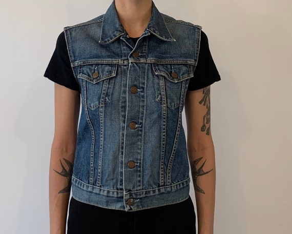 Vintage Cut off Sleeves Classic Blue Denim Jacket Size S Women - Etsy