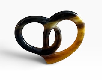 Versatile Buffalo Horn Scarf Ring & Sarong Buckle – Asymmetrical Heart Pareo Slide
