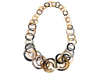 Extra Long Buffalo Horn Necklace: Chunky Chain Jewelry (104 cm)