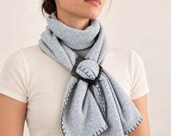 Large Buffalo Horn Scarf Ring – Double Loop Rectangular Scarf Slide for Shawls