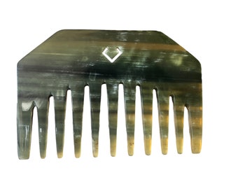 Horn pointy-tooth Comb with logo. Curly Hair Brush. Pocket comb