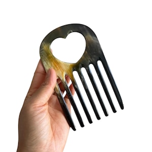 Extra Large Buffalo Horn Afro Pick | Wide Tooth Comb for Thick Hair