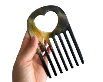 Extra Large Buffalo Horn Afro Pick | Wide Tooth Comb for Thick Hair
