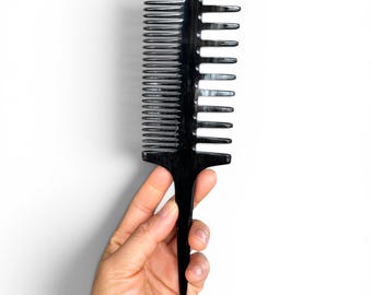Handmade Buffalo Horn Tail Comb – Dual-Tooth Styling, Detangling Sectioning Tool