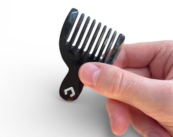 Mini Buffalo Horn Comb, Pocket Beard Comb, Natural Afro Pick, Travel Hair Grooming Tool