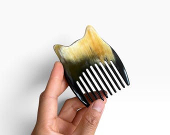 Handcrafted Buffalo Horn Cat Comb | Natural Hair Styling Pick, Anti-Static Grooming Tool