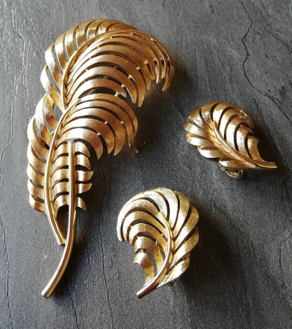 Crown Trifari Brooch and Earrings Set
