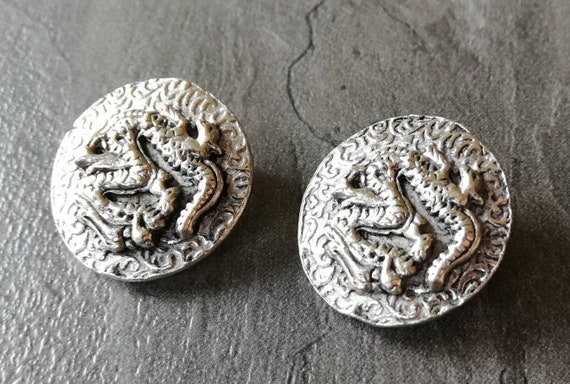 Silvertone Dragon Earrings