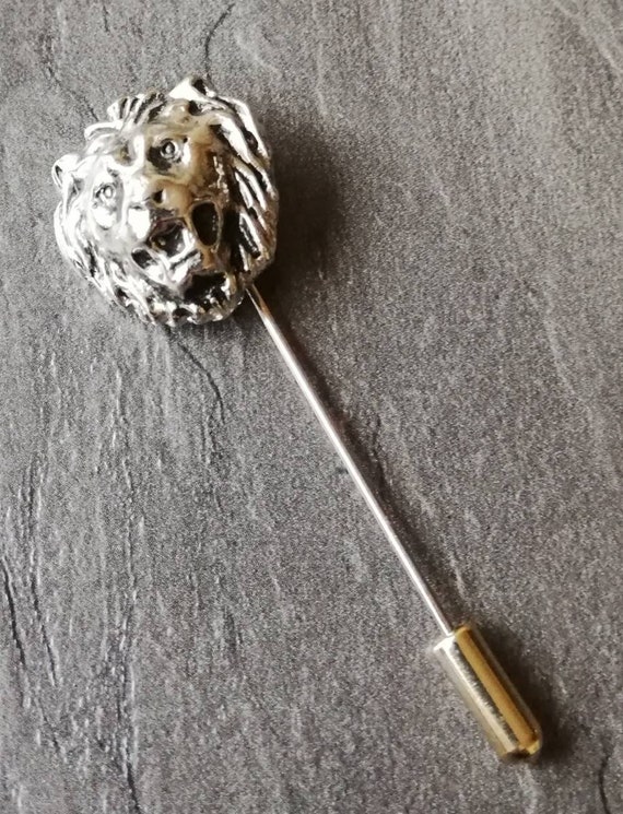 Hattie Carnegie Silvertone Lion Stickpin