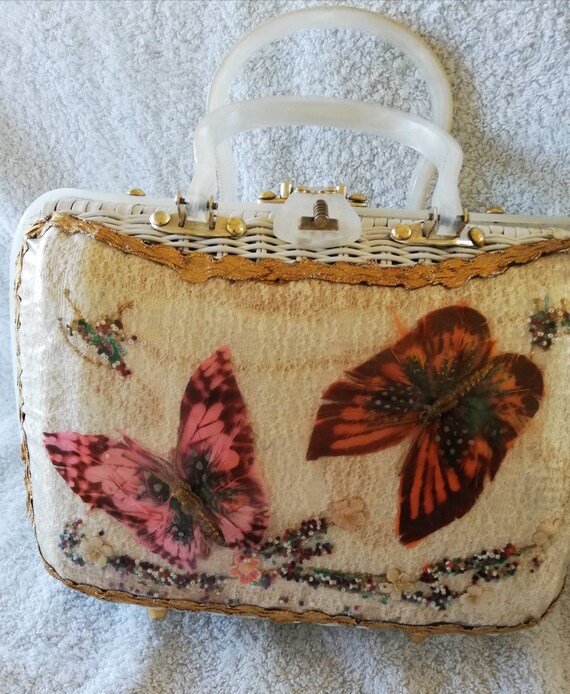 1950s Wicker Butterfly Basket bag