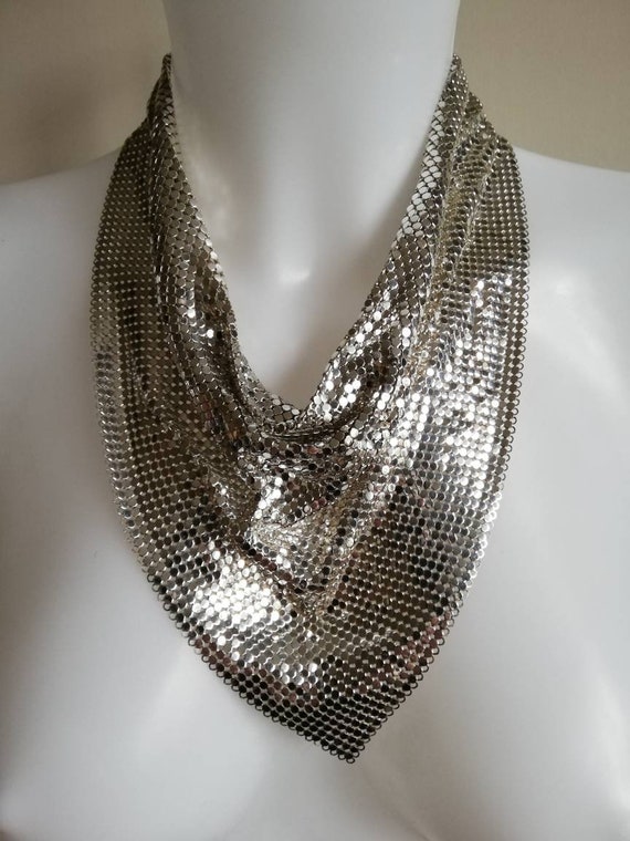 1970s Whiting and Davis Mesh Scarf Necklace