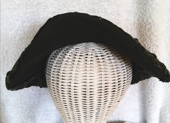 1950s Black Straw Hat