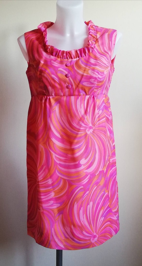 1960s Pink Floral Mini Dress