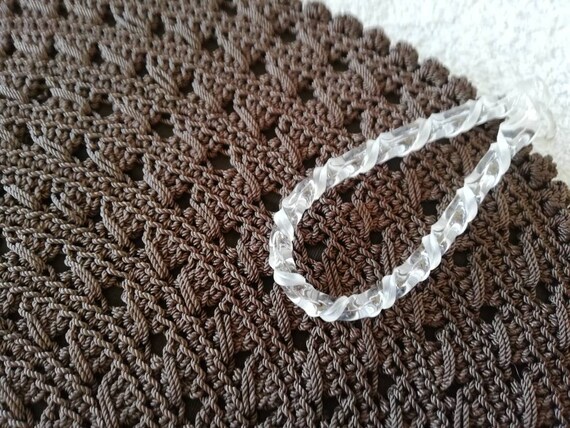1940s Brown Crochet Clutch Bag