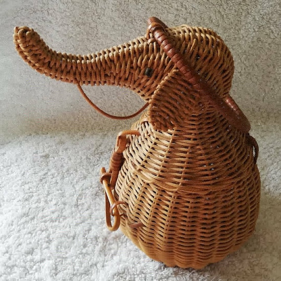 1950s Wicker Elephant Bag