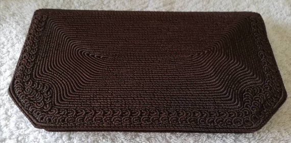 1940s Brown Corded Clutch bag
