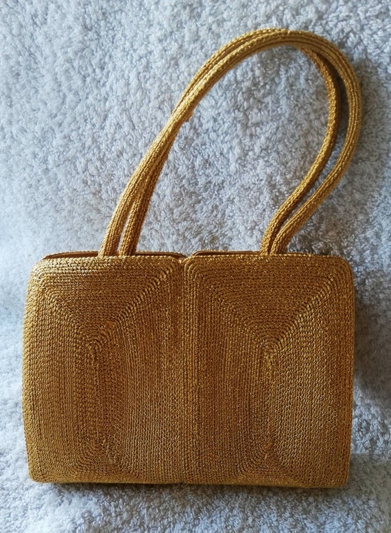 1950s Gold Corde Evening Bag - image 1