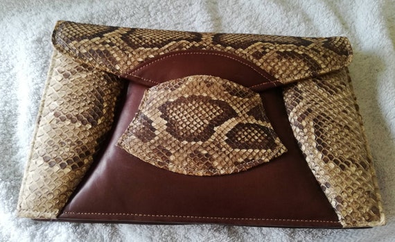 1940s Snakeskin And Leather Clutch