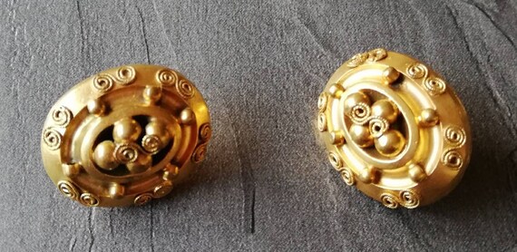 Crown Trifari Etruscan Revival Clip Earrings