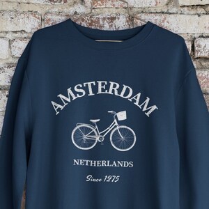 Amsterdam Netherlands Bicycle Crewneck Sweatshirt, Unisex Amsterdam Pullover Sweater Gift