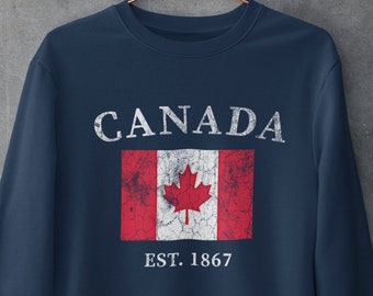 Canada Sweatshirt, Canada Gifts, Womens Canada Pullover, Mens Canada Vacation, Vintage Crewneck, Canada Souvenir, Canada Flag